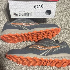 Saucony Gray and Orange Trail Sneakers